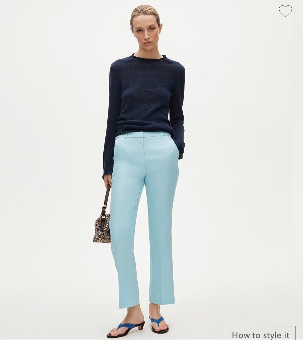 J. Crew Kaya pant in stretch linen blend Larimar Blue NWT size 2